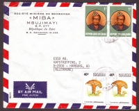 Kongo - Zaire  1982  1 Brief mit Pilzfrankatur  gelaufen  (16 A)