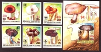 Guinea  1985  6 W. + 1 Bl.  **  B  Pilze  Rot - Aufdruck