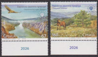 Serbien  2026  2 Werte  **  Adler / Pferd / Natur