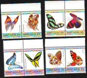 St. Lucia  1985  8 Werte  **  4 ZD  Schmetterlinge