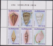Surinam  2026  6 Werte  **  ZD  Muscheln und Schnecken
