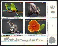 UNO - Wien  2021  4 Werte  **  ZD  Gefährdete Tierarten