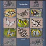 Zentralafrika  2024  5 W. + 4 ZF  **  KLB  Schmetterlinge