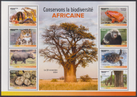 Zentralafrika  2024  8 Werte  **  ZD  Wildtiere / Pilze