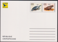 Zentralafrika  2026  2 Werte auf  1 Maximumkarte  Schildkröte / Frosch