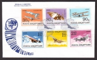 Albanien  1992  6 Werte auf 1 FDC  Flugzeuge / Luftfahrt