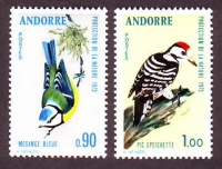 Andorra (französisch)  1973  2 Werte  **  Blaumeise / Specht