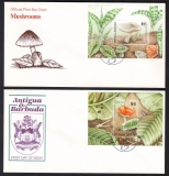 Preview: Antigua und Barbuda  1989  8 W. + 2 Bl. auf  4 FDC  Pilze