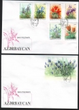 Aserbaidschan  1993  6 W. + 1 Bl. auf 2 FDC  Wildblumen