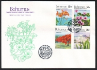 Bahamas  1993  4 Werte auf 1 FDC  Blumen / Blüten / Baum