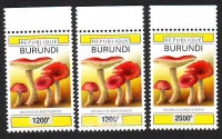 Burundi  2007  3 Werte  **  Pilze  - Aufdruck -