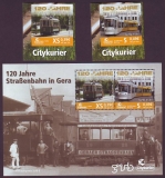 Citykurier  2012  2 W. + 1 Bl.  **  125 Jahre Straßenbahnen in Gera