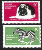 D D R  1961  2 Werte  **  Affen / Zebra