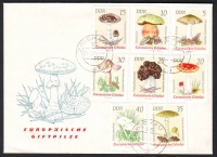 D D R  1974  8 Werte auf  1 FDC  Giftpilze  (01)