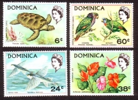 Dominica  1970  4 Werte  **  Amazonen / Fische / Schildkröte