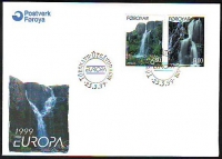 Dänemark - Färöer  1999  2 Werte auf  1 FDC  Nationalpark
