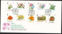 GB - Guernsey  1993  10 Werte auf 1 FDC  Frühlingsblumen