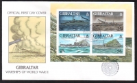 Gibraltar  1996  4 Werte auf 1 FDC  Kriegsschiffe  KLB