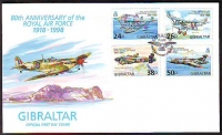 Gibraltar  1998  4 Werte auf  1 FDC  Royal Air Force