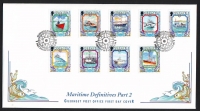 Guernsey  1999  14 Werte auf 2 FDC  Heimische Schiffe  FM