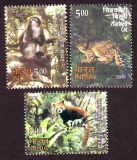 Indien  2009  3 Werte  **  Panda / Affe / Wildkatze