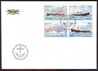 Island  1995  4 Werte auf  1 FDC  Postschiffe