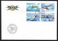 Island  1993  4 Werte auf 1 FDC  Postflugzeuge