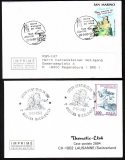 Italien / San Marino  1990  2 Briefe mit je 2 Pilzsonderstempel