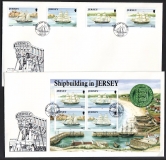 Jersey  1992  4 W. + 1 Bl. auf 2 FDC  Segelschiffe
