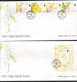 Jungferninseln  1997  4 W. + 1 Bl. auf 2 FDC  Orchideen