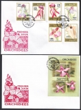 Kambodscha  1997  6 W. + 1 Bl. auf 2 FDC  Orchideen
