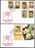 Kambodscha  1999  6 W. + 1 Bl. auf 2 FDC  Orchideen