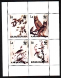 Karakalpakia  1998  4 Werte  **  KLB  Eulen / Vögel  WWF