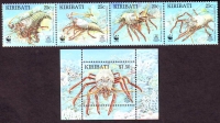 Kiribati  1998  4 W. + 1 Bl.  **  Kiribati-Languste  WWF