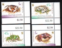Kokos - Inseln  2000  4 Werte  **  Meereskrabben  WWF
