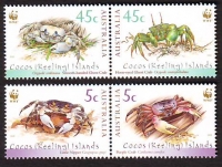 Kokos - Inseln  2000  4 Werte  **  2 ZD  Meereskrabben  WWF