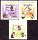 Preview: Kongo (Kinshasa)  2011  3 W. + 1 KLB + 3 Bl.  **  Eulen und Kleintiere