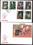 Kongo (Brazzaville)  1999  6 W. + 1 Bl. auf 2 FDC  Orchideen