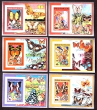 Preview: Kongo (Brazzaville)  1991  6 W. + 7 Bl.  **  B  Schmetterlinge / Pilze