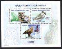 Kongo (Kinshasa)  2003  3 Werte  **  KLB  Eule / Raubadler / Uhu