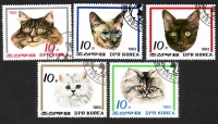 Korea - Nord  1983  5 Werte  gestempelt  Hauskatzen