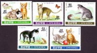 Korea - Nord  1991  5 Werte  **  Hauskatzen