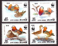 Korea - Nord  1987  4 Werte  **  Mandarinente  WWF