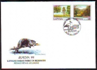 Lettland  1999  2 Werte auf  1 FDC  Nationalpark