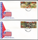 Preview: Liberia  1993  12 Werte auf 4 FDC  Wildtiere