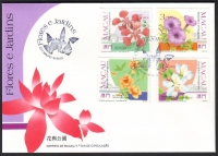 Macau  1991  4 Werte auf 1 FDC  Blumen und Gärten