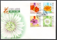 Macau  1993  4 Werte auf 1 FDC  Blumen und Gärten