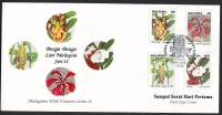 Malaysia  1993  4 Werte auf 1 FDC  Wildblumen