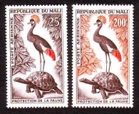 Mali  1963  2 Werte  **  Kronenkranich / Schildkröte