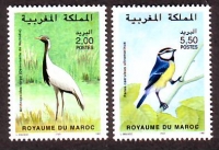 Marokko  1997  2 Werte  **  Jungfernkranich / Blaumeise
